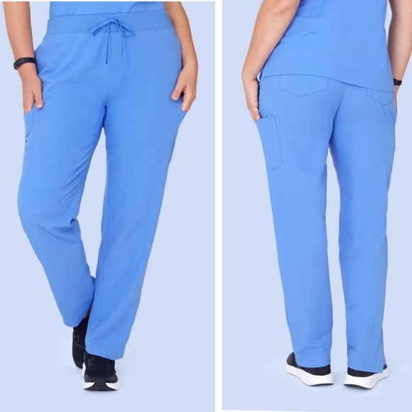 Mandala scrubs pants cargo straight leg 9 pockets ceil blue - Picture 2 of 7
